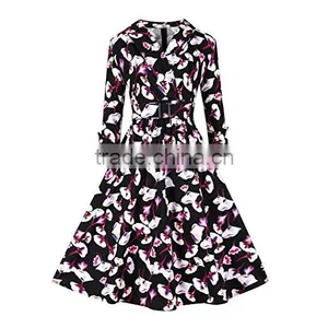 Walson Women's 1950s Vintage 3/4 Sleeve Rockabilly Swing Dress thumbnail-4