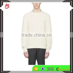 Crew Neck Long Raglan Sleeve Ribbed Cotton Jersey Sweater in Off White for Men thumbnail-1