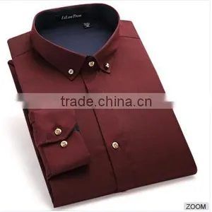 New Style Metal Button Shirt Latest Design for Men 2016 Organic Cotton Leisure Shirt thumbnail-1