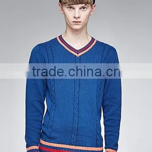 2017 Hot Lowest Price v Neck Sweater Pullover Knitting Models for Men thumbnail-2