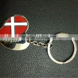 Danmark Flag Love Heart Metal Souvenir Keychain Gift thumbnail-1