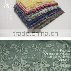 New Fashion Custom Embroidery Flower Plain Dyed Linon Viscose Hijab Scarf thumbnail-5