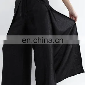 Womens Black Thai Silk Wrap Pants/Fisherman Sarong Harem Yoga Trousers Wide Leg thumbnail-6