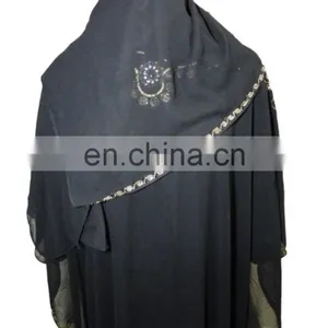 Saudi Arabia 2017 Abaya With Shoulder Veil / Black Color Diamond Stone Work Burkha 2017 / Latest Designer Burkha (dubai Abaya) thumbnail-6