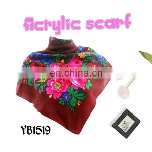 2016 Fashion Lady Scarf, Soft Feeling Acrylic Scarf, Printed Hijab, 100%Polyester Square Scarf 75x75cm thumbnail-2
