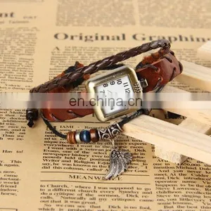 Ladies Women Fashion Stainless Steel Genuine Charm Lretro Genuine Leather Watch thumbnail-1