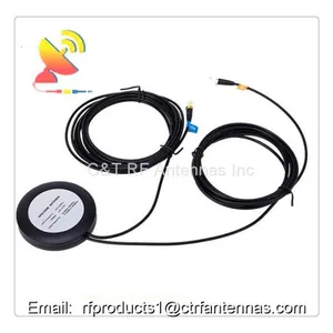 Active GSM + GPS Antenna Round Shape Waterproof Housing SMA Male Connector and RG 174 Cable thumbnail-1
