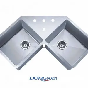 304 Stainless Steel Double Bowls Handmade Corner Sink(HA334) thumbnail-1