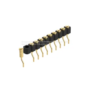 Dnenlink 2.54mm Pitch Single Row H2.5mm Concave Contact Right Angle Female Header SMT Type PogoPin Connector thumbnail-4
