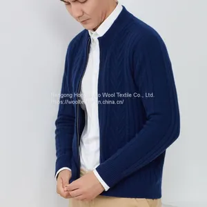 Autumn /Winter Pure Color Casual Cashmere Cardigan Men's Pure Cashmere Zipper Sweater thumbnail-1