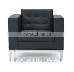 High Quality Black Leather Chair/Leather Sofa With Stainless Steel Frame thumbnail-1