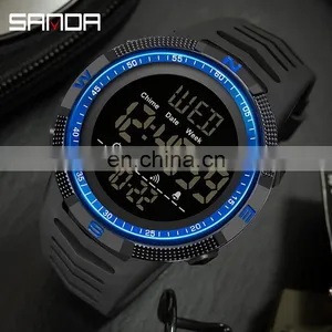 SANDA 6014 Branded Men Digital Wristwatch Luminous Alarm Water Resistant Multi-functional Fashion Boys Led Watches thumbnail-4