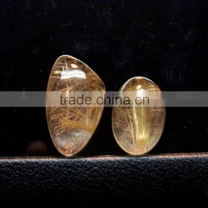 Natural Rutile Cabochon Gemstone / Golden Rutile Stone / Rutilated Quartz thumbnail-3