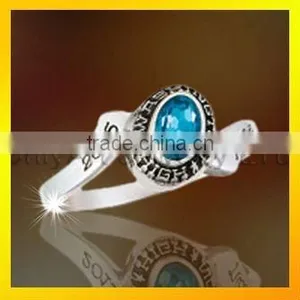 Classic and Fashion 925 Silver Class Ring With CZ for Girls, 3D Design Ring thumbnail-1