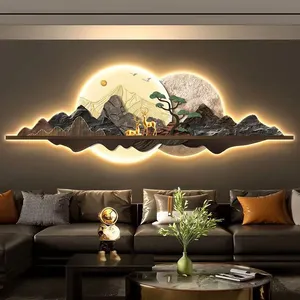 Light Luxury Style High-level Landscape Sofa Background Wall Hanging Painting Elk Luminous Mural15 thumbnail-2
