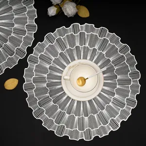 Metallic Placemats Set of 6 Gold Leaf Round Placemats Non-Slip Wipeable Table Mats for Dinner,Party,Wedding Accent Centerpiece thumbnail-5