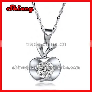Sterling Silver Factory Wholesale Cheap Cute Apple Necklace thumbnail-1