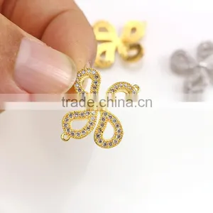 CZ6626 Mirco cz Pave Bracelet Flower Charm Connector,charms for Bracelet Making thumbnail-2