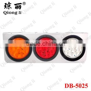 Three Round High Quality 36 LEDs Stainless Steel Plate Led Tail Lights 24v Truck thumbnail-1