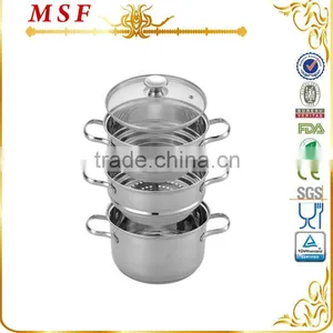 3 Layers With Glass Lid Stainless Steel Steamer Pot thumbnail-1