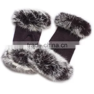 Faux Fur Cashmere Fingerless Gloves thumbnail-1