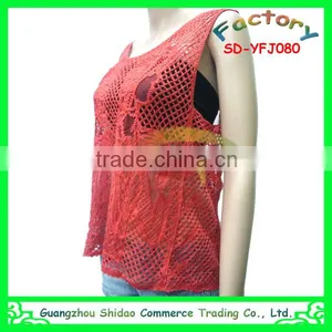 Custom Design Latest Fashion Wholesale Blouse Tops Lace Crochet Cotton Blouse thumbnail-3