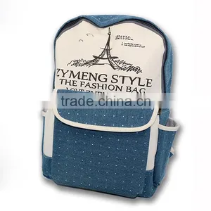 Customized Printing Canvas Backpack Bag, Factory Wholesale Students Backpack thumbnail-2