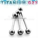 Titanium G23 Barbell Tongue Bar - 14g, 5mm Balls thumbnail-1