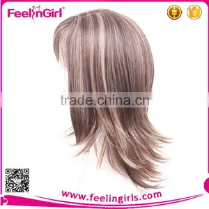 Mixed Brown Golden Adjustable Elastic Trim Women Synthetic Wig thumbnail-6