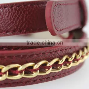 Hot Sale Women's Fashion Belt With High Quality Gold PU Leather& Gold Metal Chian for Jeans thumbnail-3