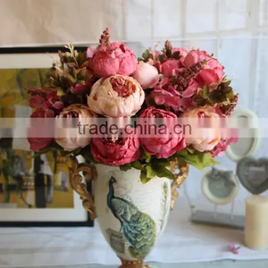 High Quality Artificial Flowers Vintage Peony Silk Flower Single Artificial Peony Wedding Flowers thumbnail-4