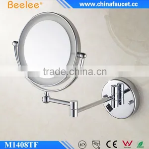 Beelee Chrome Silvery Round Mirror Modern LED Extendable Smart Makeup Mirror thumbnail-1