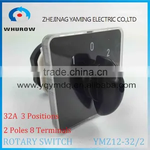 Rotary Switch YMZ12-32/2 Changeover Cam Combination Switch 2 Poles 3 Positions 8 Terminals 32A Ui 690V Sliver Point Contacts thumbnail-1