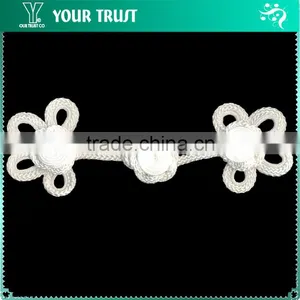 Height 4.2 Centermeter All White Sew On 100% Nylon Chinese Knot Frog Buttons thumbnail-6
