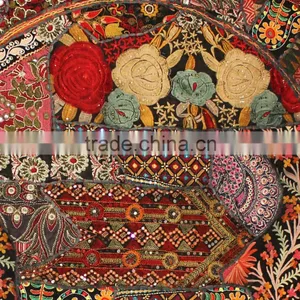 Round Patchwork Cotton Floor Cushions Indian Throw Pillows Indian Ethnic Floor Cushions Traditional Floor Piilows thumbnail-5