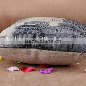 2015 Europeanism Leaning Tower Pisa Cotton and Linen Hold Pillow Sofa Cushion Cover Home Furnishing Hold Pillow thumbnail-6