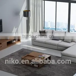 Moon Light Corner Sofa Cotton and Linen Fabric Solid Wood Feather Sofa Set thumbnail-1