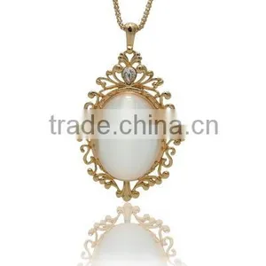 18K Gold Plating Chains Necklace & Cat-eyes Stone Crystal Necklace LN003-2 thumbnail-1