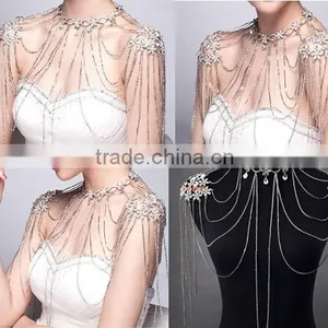 New DesignTop Grade Luxury Bridal Wedding Decor Sexy Shoulder Body Chain Dress thumbnail-1