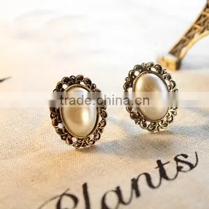 Sweety Girls'Jewelry Fresh Water Pearl Multi Gem Stone Halo Plated Vintage Engagement Ring WholeSale thumbnail-2