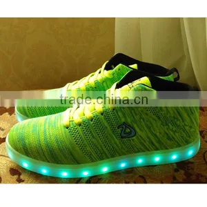 Fashionable Flyknit Pink Led Light Running Shoes Light and Soft for Men and Women Kids Runners thumbnail-1