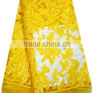 2015 Wholesale New Fantasy African French White Net Sequins Lace Fabric thumbnail-3