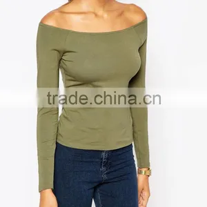 2016 Womens Wholesale Clothing off Shoulder Tops With Long Sleeves Women Blouse thumbnail-4