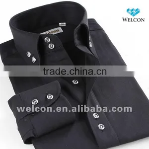 100% Cotton Stylish European Style Long Sleeve Latest Design Fashion Brand Business Dress Men Black Shirt thumbnail-1