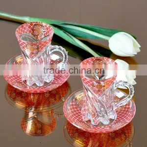 Decal Glass Coffee Cup and Saucer Set thumbnail-1