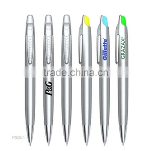 Promotional Cheap Thin Click Plastic Pen, Sliver Color Pen Body With Logo Print thumbnail-1