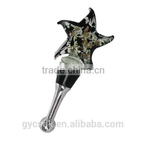 Gold Sand and Silver Foil Starfish Shaped Colorful Murano Glass Wine Stopper for Gifts thumbnail-1