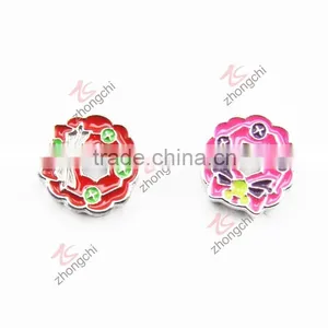 Chrome Plated Colorful Crystal Wreath Garland Charms (JP08) thumbnail-2