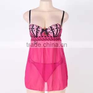 Embroidery Sexy Babydoll Backless Nighty thumbnail-1