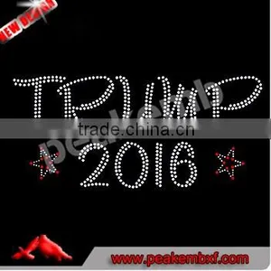 2016 I Love Donald Trump Rhinestone Transfer Trump Glitter Heat Transfer for Garments thumbnail-2